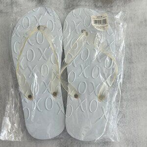 XO Best Day Ever Flip Flops White Sz. M 9.5in long